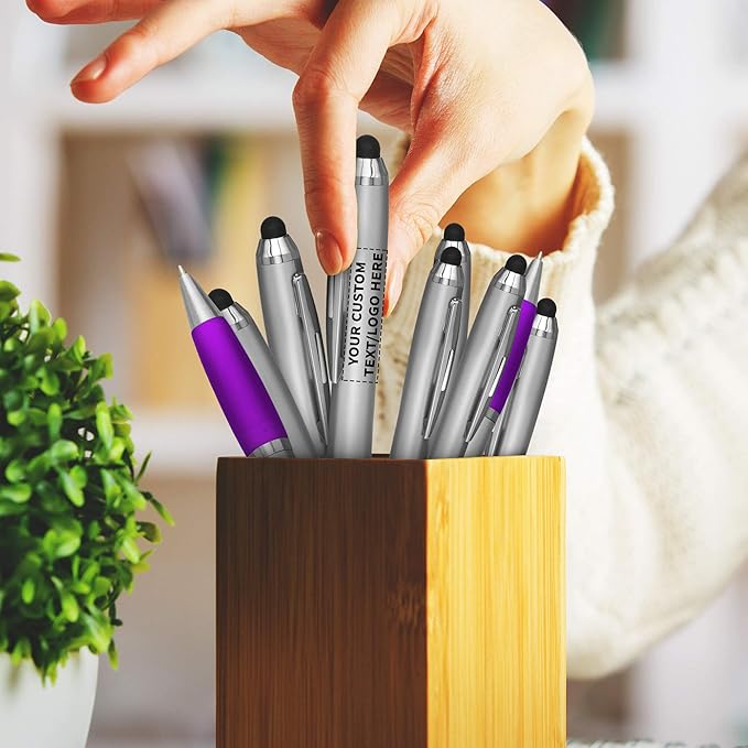 DISCOUNT PROMOS Custom Stylus Ballpoint Pens Set of 50, Personalized Bulk Pack - Image 7