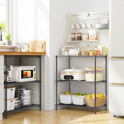 3 Tier Storage Shelves Metal Shelving Unit, Adjustable Wire Rack Pantry Kitchen - Image 2