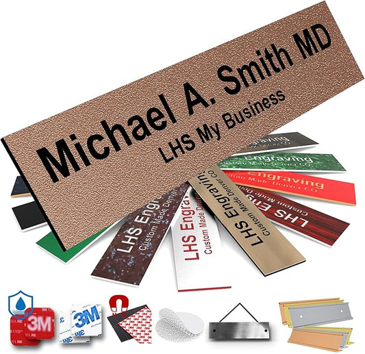Engraved Name Plates for Door Sign Personalized Textured Copper Plastic Plaque by LHS+My+Business