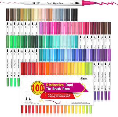 feela 100 Colors Dual Tip Brush Pens by feela