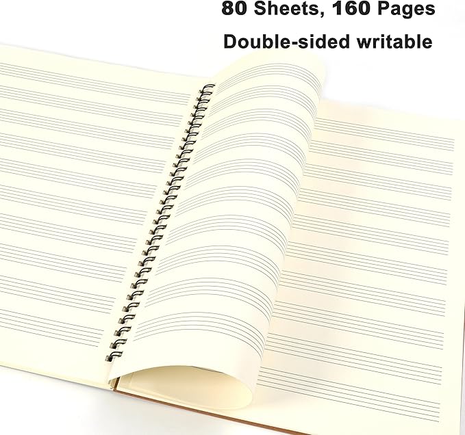 MoHern Blank Sheet Music Notebook, 160 Pages Composition Staff Paper Notebook - Image 3