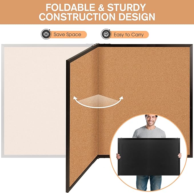 Board2by Extra Large Cork Bulletin Board 60" X 48", Foldable Notice Pin Board - Image 4