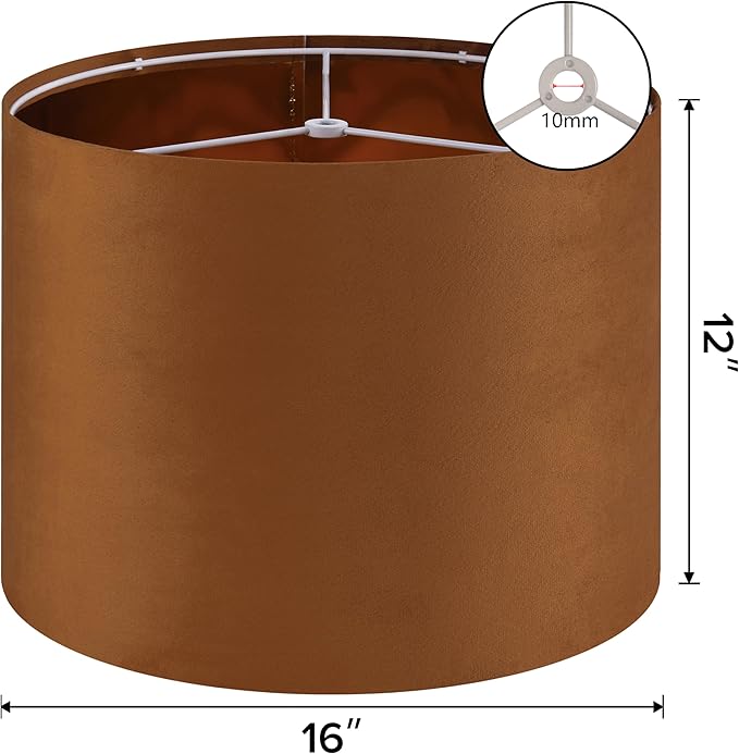 GO&SO Large Lampshades Replacement, Burnt Orange Velvet Drum Lamp Shades Set of - Image 2