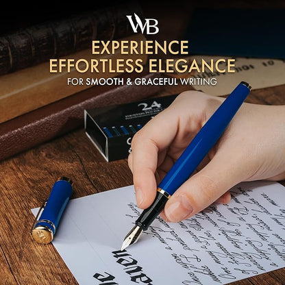 Wordsworth & Black Fountain Pen Set, 18K Gilded Broad Nib, Includes 24 Pack Ink - Image 2