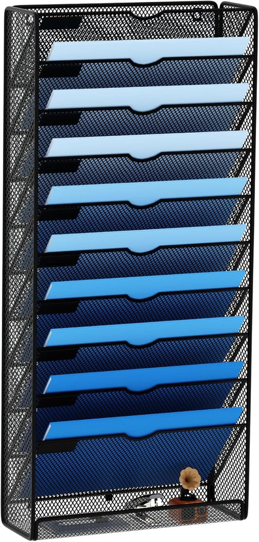 GDINDINFAN Hanging Wall File Organizer 10 Tier Wall Mounted File Holder by GDINDINFAN