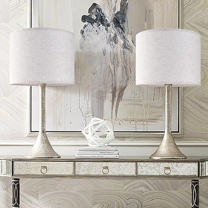 Oatmeal linen Textured Lamp Shades Set of 2 Medium Drum Lampshade 14``Top x - Image 5