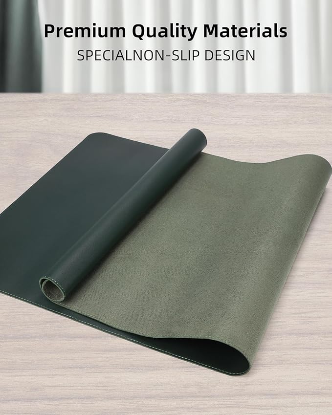 Leather Desk Pad Protector, Non-Slip PU Leather Blotter, Laptop Desk Pad - Image 2