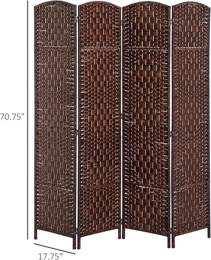 HOMCOM Room Divider, 4 Panel Folding Privacy Screen, 6FT Tall Portable Wicker - Image 7