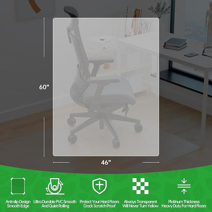 100pointONE Office Chair Mat for Hardwood Floors, Easy Glide Floor Mat for - Image 6