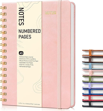 Lined Spiral Journal Notebook for Women, A5 Hardcover Notebooks for Work by Unknown