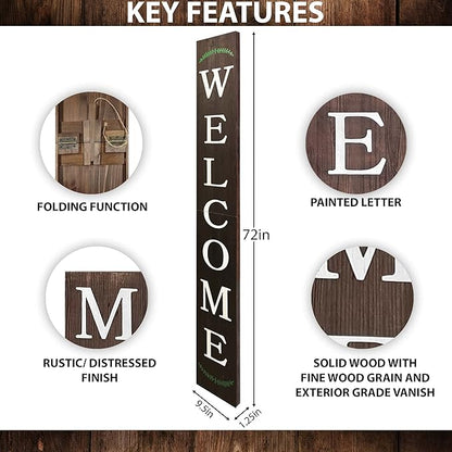 Tall Outdoor Welcome Sign, 6ft Brown Rustic Modern Farmhouse Welcome Sign - Image 4