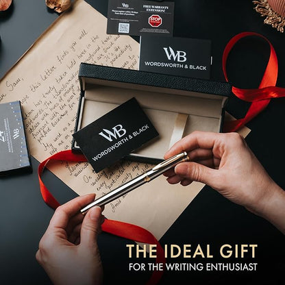 Wordsworth & Black Fountain Pen Set, 18K Gilded Bent Nib, Includes 24 Pack Ink - Image 3