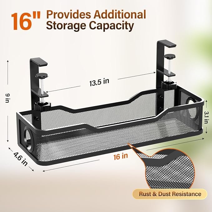Under Desk Cable Management Large, Cinati 16" Cable Management Box - Image 6