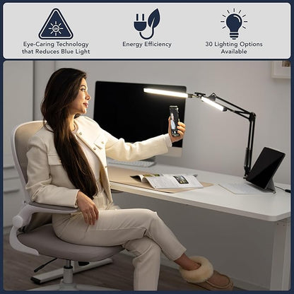 Glint Edge Double Head LED Desk Lamp, Ultra-Wide Coverage - Image 4