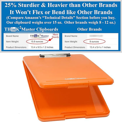 Think2Master Orange Plastic Storage Clipboard. | 25% Heavier & Sturdier| Heavy - Image 2