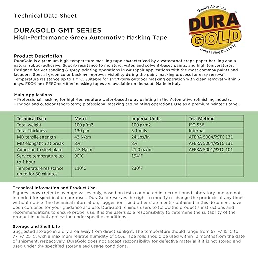 Dura-Gold Green Automotive Masking Tape 1-1/2 Inch, 2 Rolls - Image 6