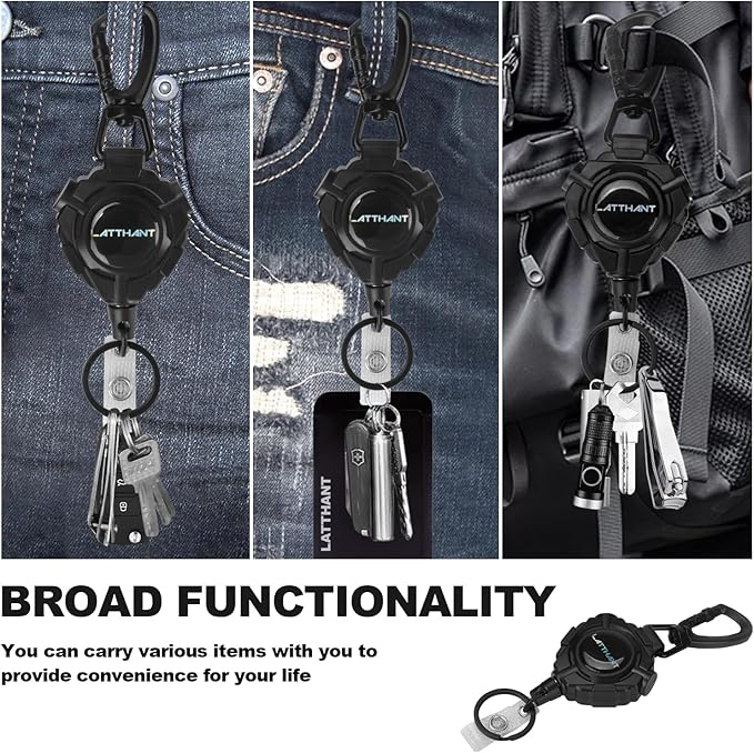 LATTHANT id Badge Holder Retractable Clip, 2 Pack Heavy Duty Retractable - Image 2