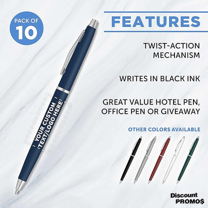 DISCOUNT PROMOS Custom Langham Ballpoint Pens Set of 10, Personalized Bulk Pack - Image 2