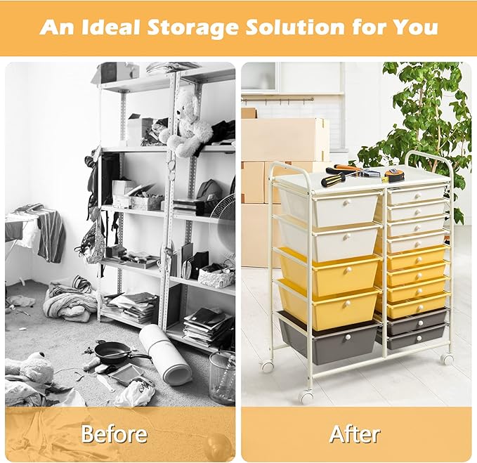 GOFLAME 15-Drawer Rolling Storage Cart, Craft Storage Cart - Image 7