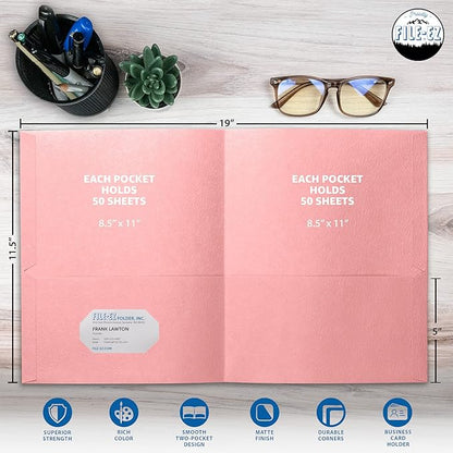 FILE-EZ Two-Pocket Folders, Durable Textured Paper - Image 2