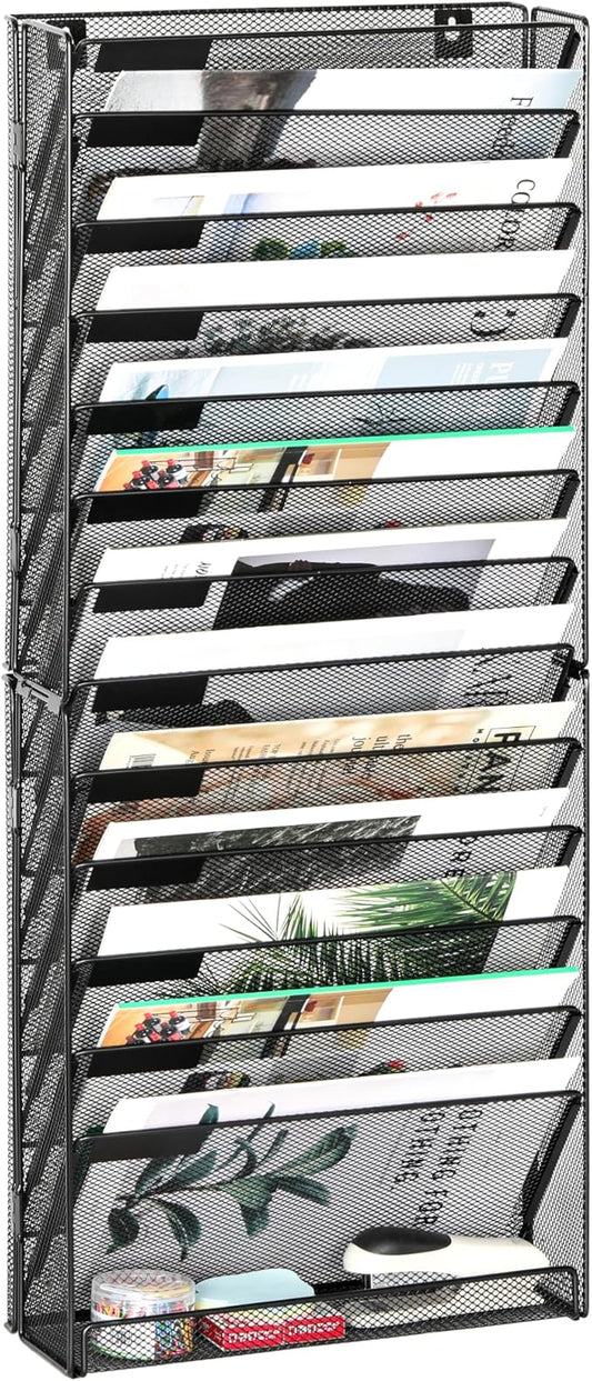 EasyPAG Wall File Holder 14 Tier Mesh Hanging Folder Organizer by EasyPAG