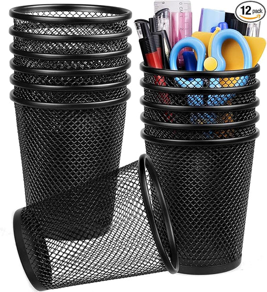 Gwybkq Pen Holder for Desk Mesh Pen Cups Metal Pencil Holder 12 Packs Desk by Gwybkq