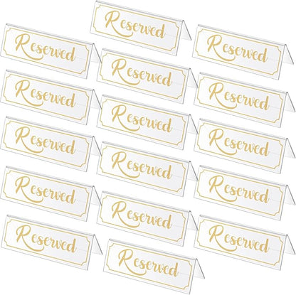 16 Pieces Reserved Sign Acrylic Clear Reserved Table Tent Signs Table Number by Jetec