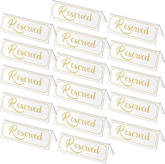 16 Pieces Reserved Sign Acrylic Clear Reserved Table Tent Signs Table Number by Jetec