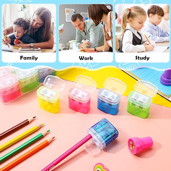 Teling 180 Pcs Manual Pencil Sharpeners Bulk Handheld Dual Holes Pencil - Image 5