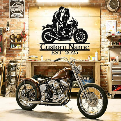 Custom Motorcycle Couple Metal Signs Personalized Biker Couple Name Sign Custom - Image 8