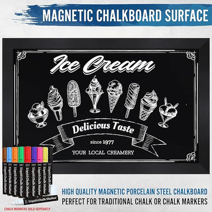 HBCY Creations Rustic Black Magnetic Wall Chalkboard, Extra Large Size 24" x 36" - Image 5