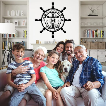 Personalized Ship Wheel Metal Sign, Customized Nautical Wall Decor, Anchor - Image 4