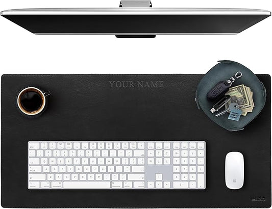 ELIZO Personalized Custom Desk Pad Set Real Leather Desk Mat Mouse Pad Unique by Elizo