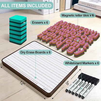 6 Pack Small White Boards, Teacher School, Include 6 Markers, 6 Erasers - Image 4