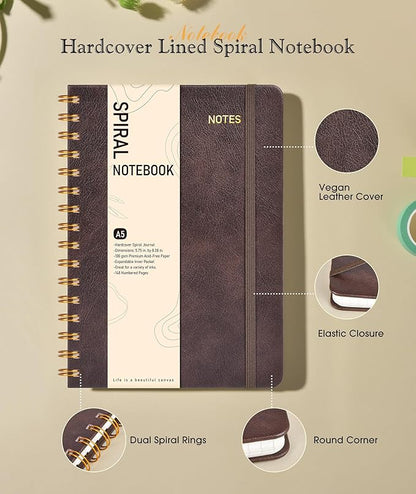 Dotted Spiral Journal Notebook, A5 Hardcover Spiral Journals - Image 2