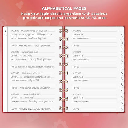Clever Fox Password Book Spiral – Mini Internet Address & Password Organizer - Image 3