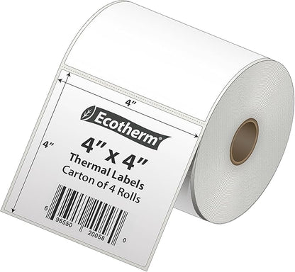 4" x 4" Thermal Labels | 4 Rolls | 1508 Labels | fits Zebra, Offnova Thermal - Image 2