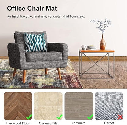 Anidaroel Office Chair Mat for Hardwood Floor, Anti-Slip Computer Chair Mat - Image 3