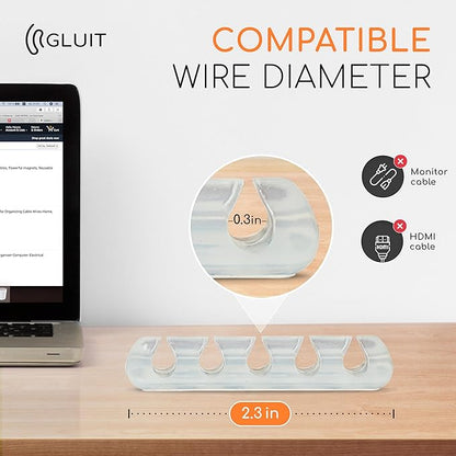GLUIT Adhesive Desktop Cable Organizer Versatile Cord Holders Wire Clips and - Image 4