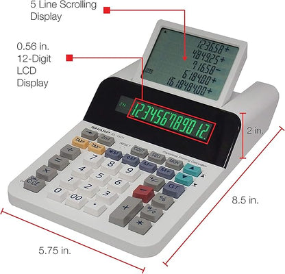Sharp El-1501 Compact Cordless Paperless Large 12-Digit Display Desktop - Image 4