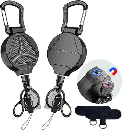 KAHETA 2 Pack Retractable Keychain Heavy Duty Carabiner Badge Holder Clip by Unknown