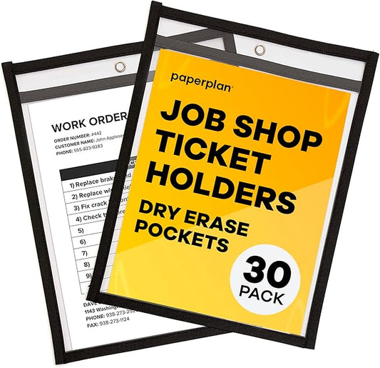 Job Ticket Holders 9x12 -, 8.5 x 11 Letter Size, Dry Erase Pockets, by PaperPlan