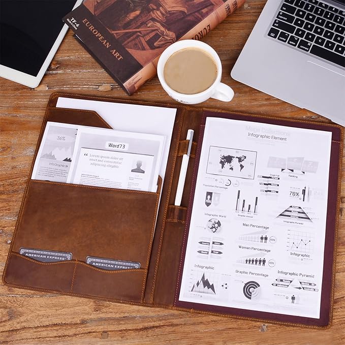 Jack&Chris Leather Portfolio, A4 Document Folder Legal Pad Padfolio, - Image 5