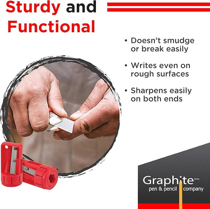 GRAPHITE Hard Lead Carpenter Pencil #2 Lumber Pencil Pack of 12 PCS - Image 5