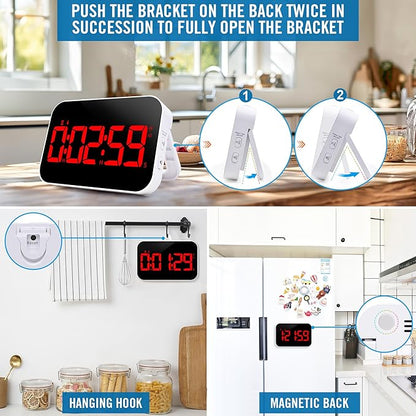 Kitchen Digital RED Timer, Count Down Up, Rechargeable, Vibration Mode - Image 2