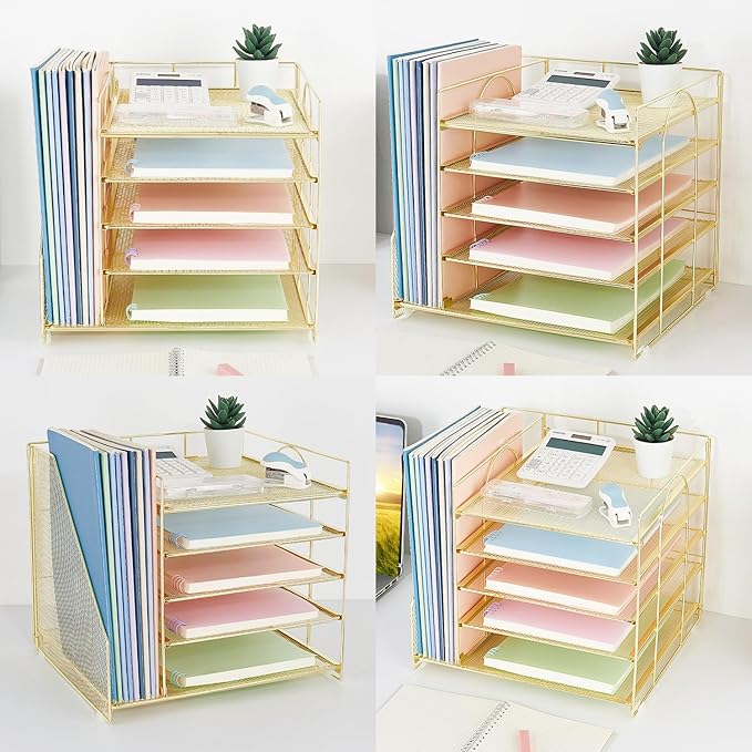 LEKETREE Desk Organizers and Accessories, 5-Tier Paper Letter Tray Organizer - Image 5
