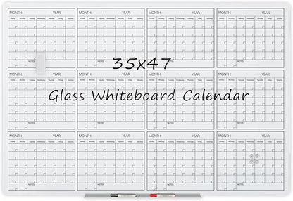 Magnetic Whiteboard Glass Board Yearly Calendar by JJworldwide