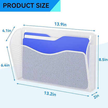 GDINDINFAN Single Pocket Wall File Holder, Mesh Hanging File Folder Paper - Image 3