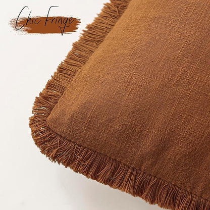 Foindtower Set of 2 Decorative Linen Fringe Lumbar Throw Pillow Covers Boho - Image 3