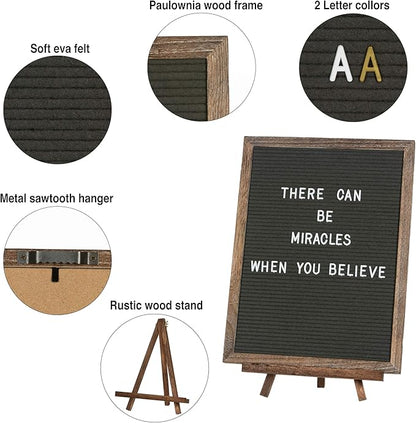 Felt Letter Board with Rustic Vintage Frame and Stand 12x16 inch, Numbers and - Image 3